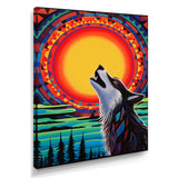 Wolf Howling At The Full Moon Ethnic Retro - Wolf Wall Decor