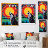 Wolf Howling At The Full Moon Ethnic Retro - Wolf Wall Decor