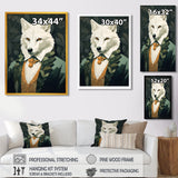 Stylish White Wolf In Green Suit - White Wolf Wall Art