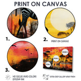 Zebra Roaming In The Savanna Under The Setting Sun - Zebra Large Canvas Wall Art
