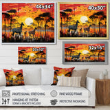 Zebra Roaming In The Savanna Under The Setting Sun - Zebra Large Canvas Wall Art