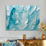 Bold White And Turquoise Boho Feathers Painting - Feathers Living Room Wall Art