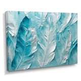 Bold White And Turquoise Boho Feathers Painting - Feathers Living Room Wall Art