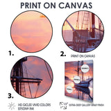 Sailboat Entering The Harbor In Sunset Mist - Boat Canvas Wall Art