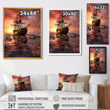 Old Boat Breaking Through The Arctic Ice River - Boat Canvas Wall Art