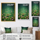 Pink Lotus River Tranquility Single Dinghy Floating - Boat Canvas Wall Art