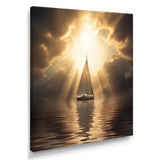 Sailboat Tranquility God Rays After The Storm - Boat Canvas Wall Art