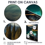 Canoe On Blue Forest Mountain Lake - Boat Canvas Wall Art