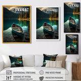 Canoe On Blue Forest Mountain Lake - Boat Canvas Wall Art