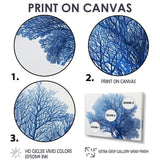 Detailed Blue Coral On White Retro Illustration - Coral Wall Decor