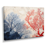 Red And Blue Deep Ocean Coral Retro Illustration - Coral Wall Art Prints