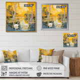 Two Swans In Yellow Autumn Lake - Swans Wall Art Prints