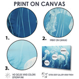 Four White Jellyfish Floating To The Ocean Surface Sunlight - Blue Jellyfish Wall Art