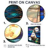 White Sailboat Ocean Moonlight Shades Of Blue And Green - Boat Canvas Wall Art