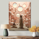 White Cat Pink Futuristic Interior - Cat Framed Canvas Art