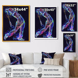 Neon Gold Player Striking - Sport Golf Canvas Wall Art