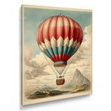 Retro Illustration Balloon Over Mountains - Hot Air Balloon Canvas Wall Art