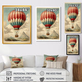 Retro Illustration Balloon Over Mountains - Hot Air Balloon Canvas Wall Art