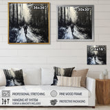 Biking In The Winter Woods Monochrome - Bicycle Canvas Wall Art