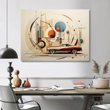 Mid Century Red Car Geometrics - Car Vintage Canvas Wall Art