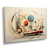 Mid Century Red Car Geometrics - Car Vintage Canvas Wall Art