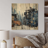 Warehouses Industrial Dots - Wood Wall Art