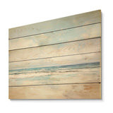 Beige And Blue Beach Minimal Horizon - Wood Wall Art