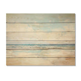 Beige And Blue Beach Minimal Horizon - Wood Wall Art