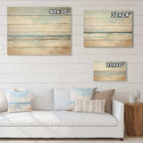 Beige And Blue Beach Minimal Horizon - Wood Wall Art