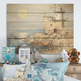 Minimal Grey Light House Horizon - Wood Wall Art