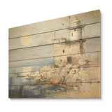 Minimal Grey Light House Horizon - Wood Wall Art