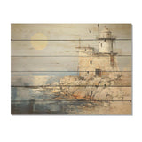 Minimal Grey Light House Horizon - Wood Wall Art