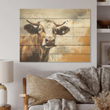 Cow Portrait In Sepia Tones - Wood Wall Art