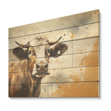 Cow Portrait In Sepia Tones - Wood Wall Art