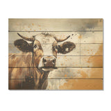 Cow Portrait In Sepia Tones - Wood Wall Art