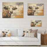 Cow Portrait In Sepia Tones - Wood Wall Art