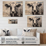 Minimalism Black And White Cow - Wood Wall Art