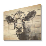 Minimalism Black And White Cow I - Wood Wall Art