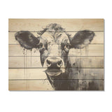 Minimalism Black And White Cow I - Wood Wall Art