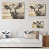 Minimalism Black And White Cow I - Wood Wall Art