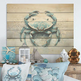 Minimalism Blue Crab Impression I - Wood Wall Art