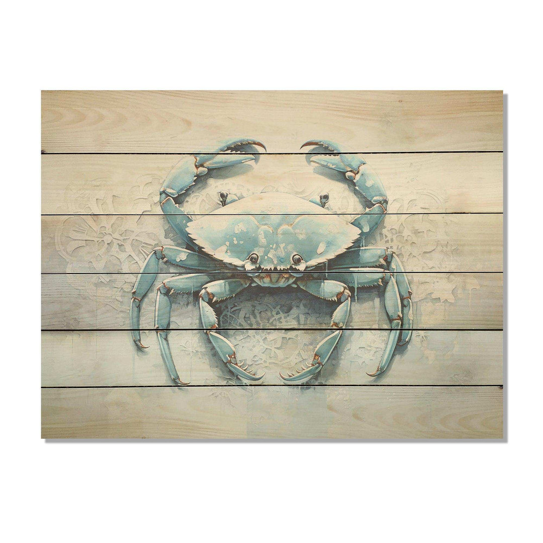 Minimalism Blue Crab Impression I - Wood Wall Art