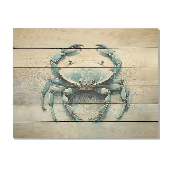 Minimalism Blue Crab Impression I - Wood Wall Art