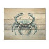 Minimalism Blue Crab Impression I - Wood Wall Art