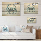 Minimalism Blue Crab Impression I - Wood Wall Art