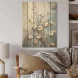 Peacefulness White Blue Dogwood I - Wood Wall Art