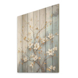 Peacefulness White Blue Dogwood I - Wood Wall Art