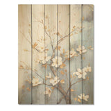 Peacefulness White Blue Dogwood I - Wood Wall Art