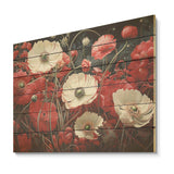 White And Red Crimson Flower S Embrace - Wood Wall Art