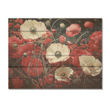 White And Red Crimson Flower S Embrace - Wood Wall Art